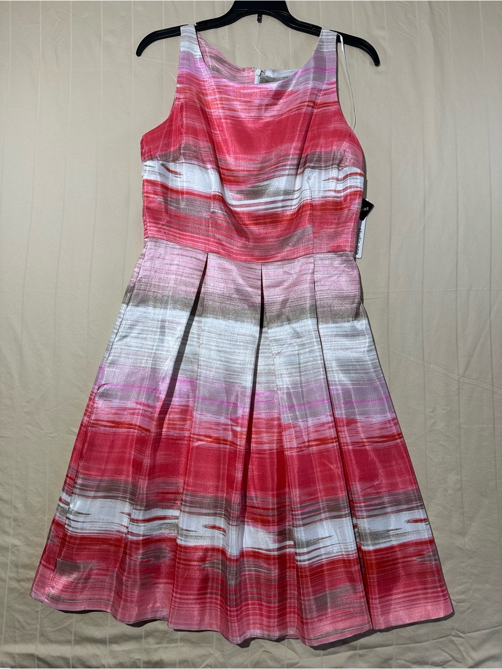 New Studio One New York Coral Striped Fit & Flare A-Line Party Dress Size 6
